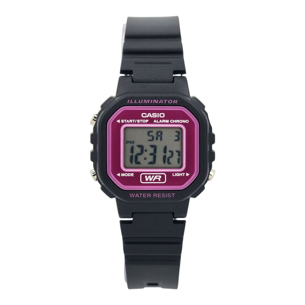 CASIO - Reloj Casio dama LA-20WH-4A correa resina negro marcos rosa