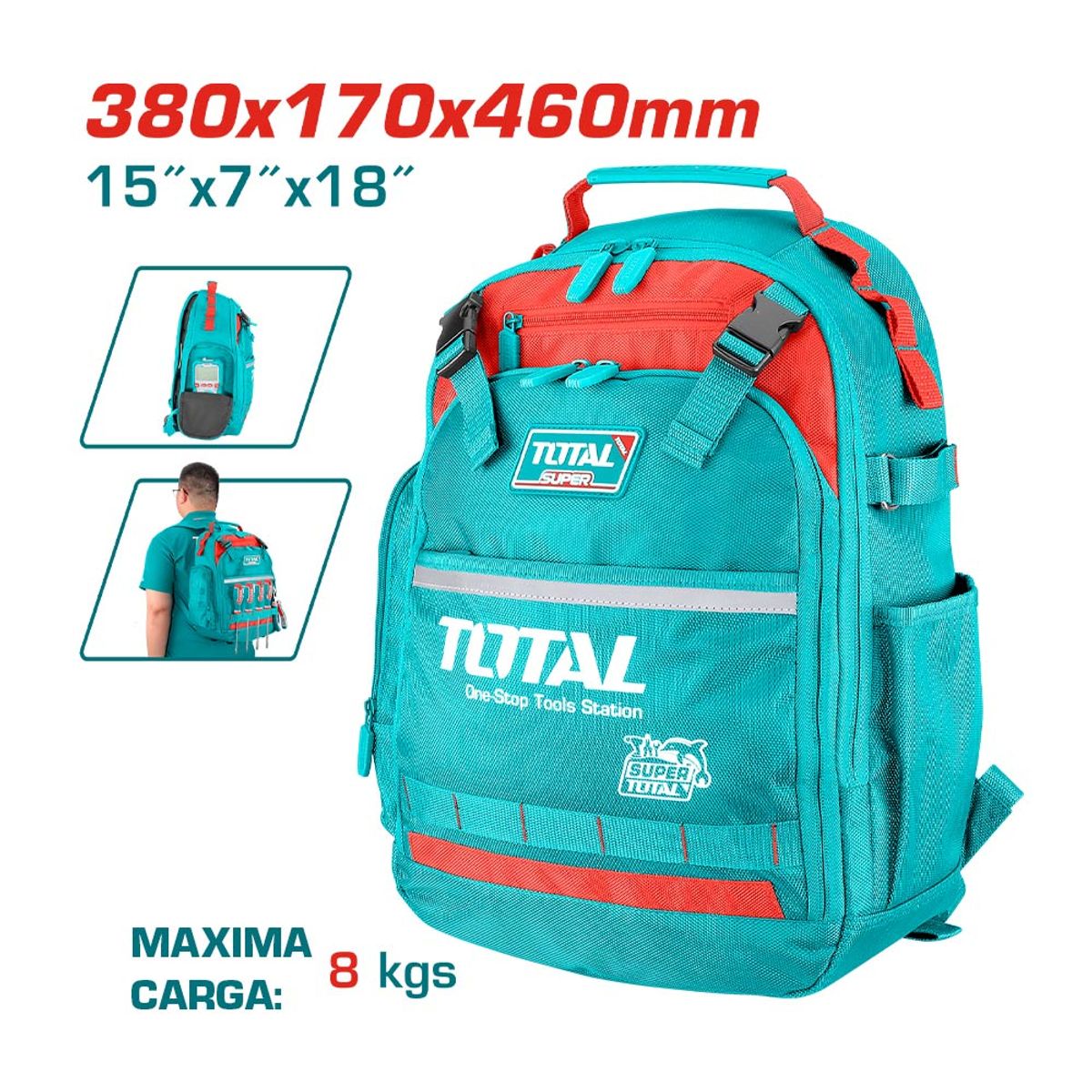 TOTAL TOOLS - Mochila Porta Herramientas 8Kg Poliester Total