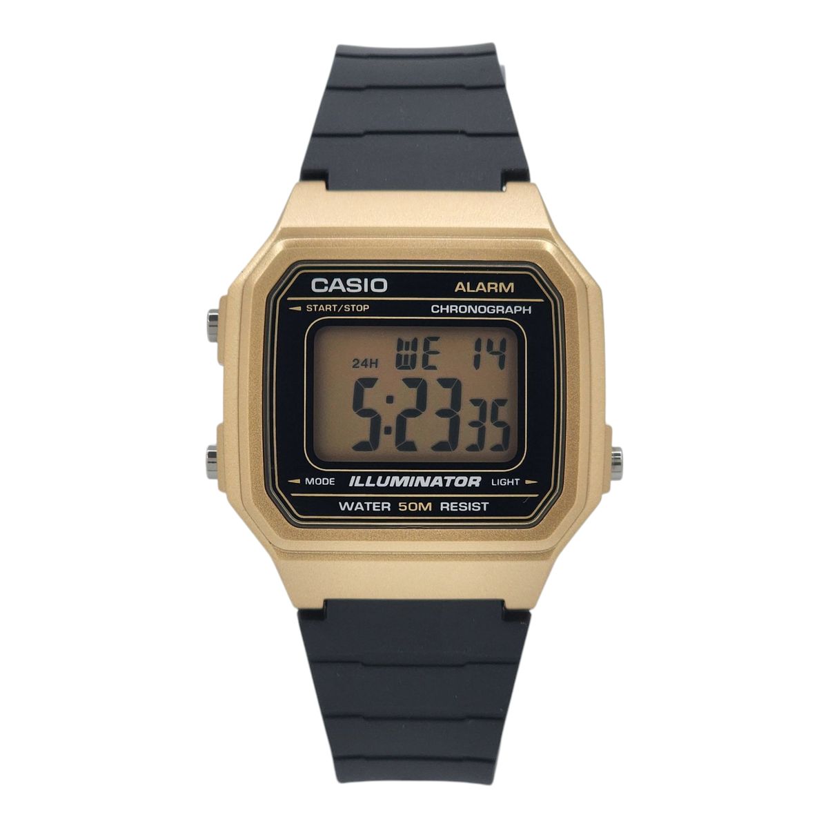 CASIO - Reloj Casio unisex W-217HM-9AV correa resina negro marco dorado
