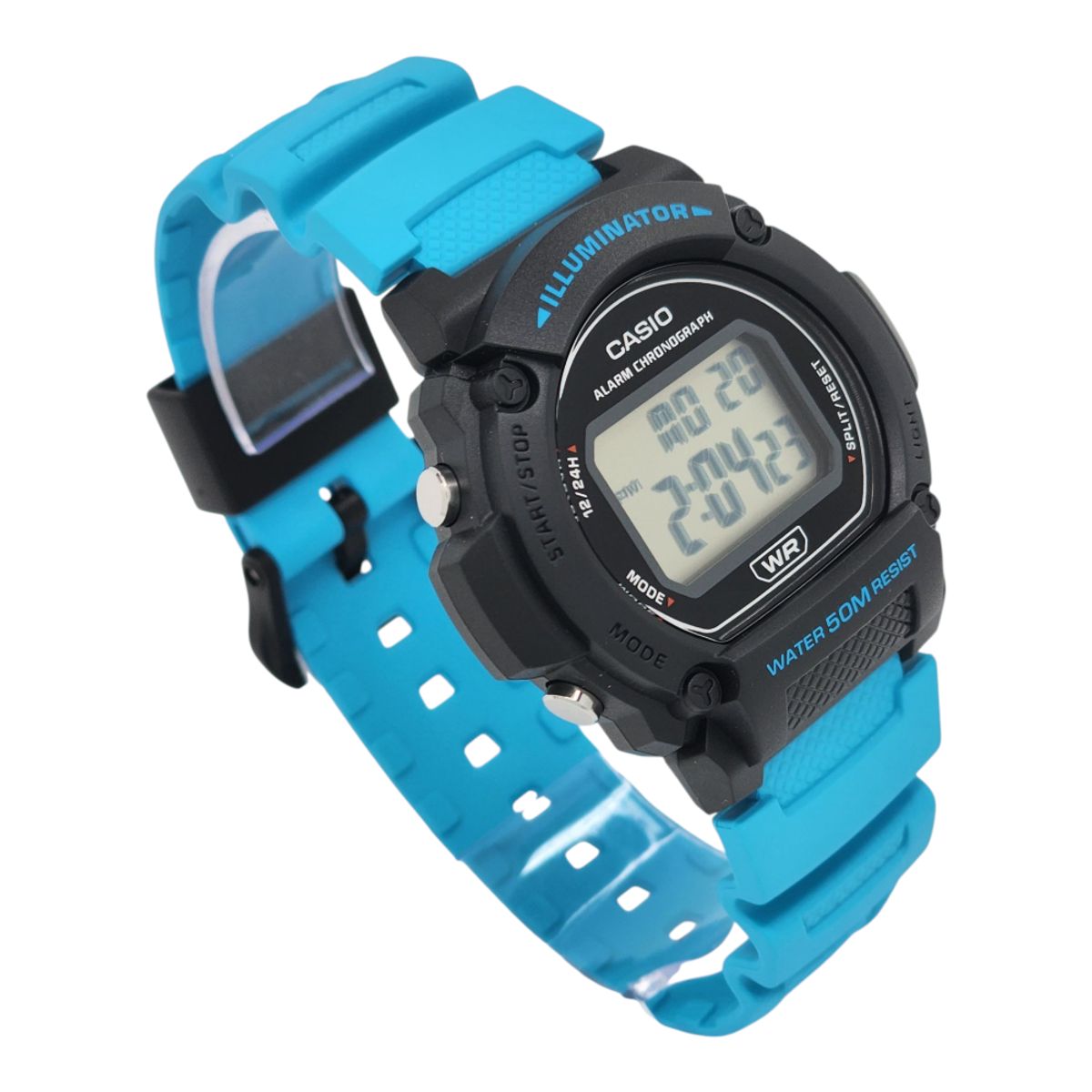 CASIO - Reloj Casio unisex W-219H-2A2V correa resina celeste esfera gris