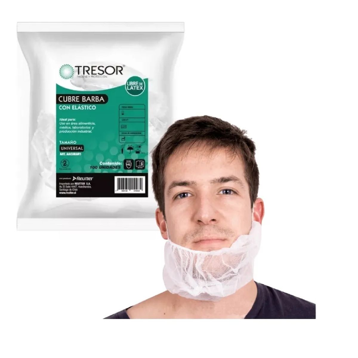 REUTTER - Cubre Barba Desechable Elastico Pack X 1000uni Tresor Blanco