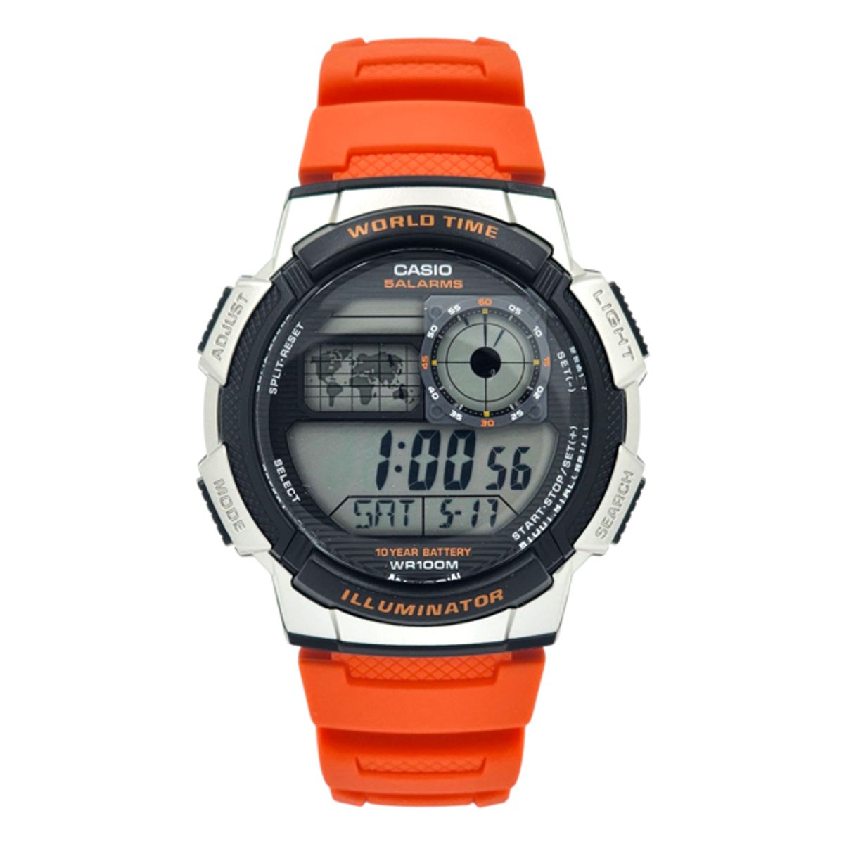 CASIO - Reloj Casio caballero AE-1000W-4BV correa resina naranja fondo gris
