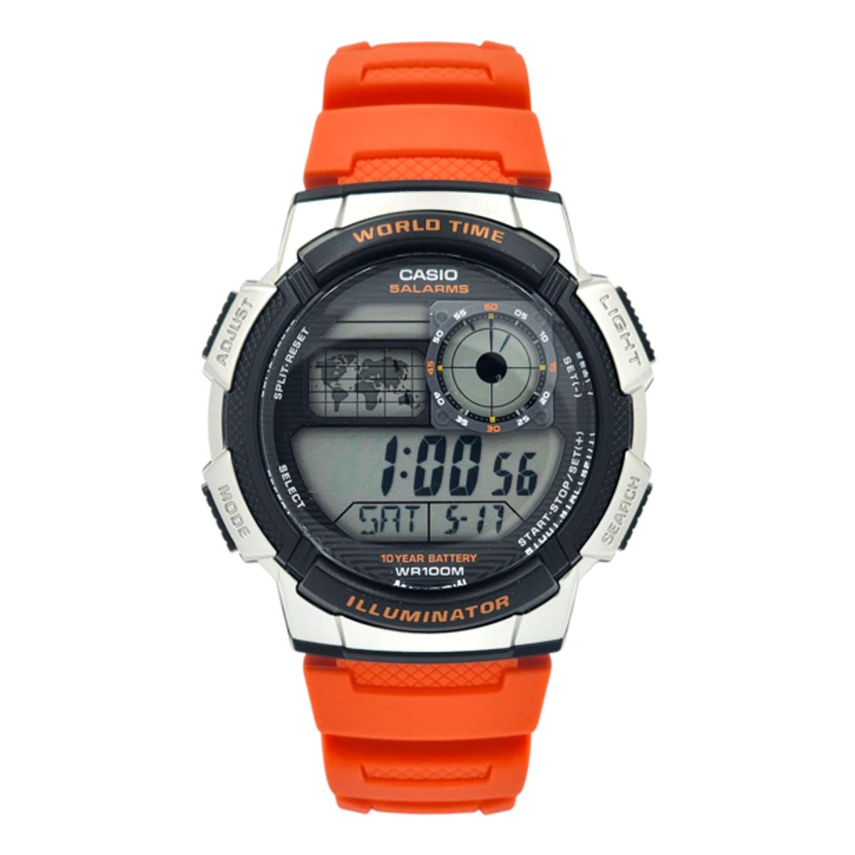 CASIO - Reloj Casio caballero AE-1000W-4BV correa resina naranja fondo gris