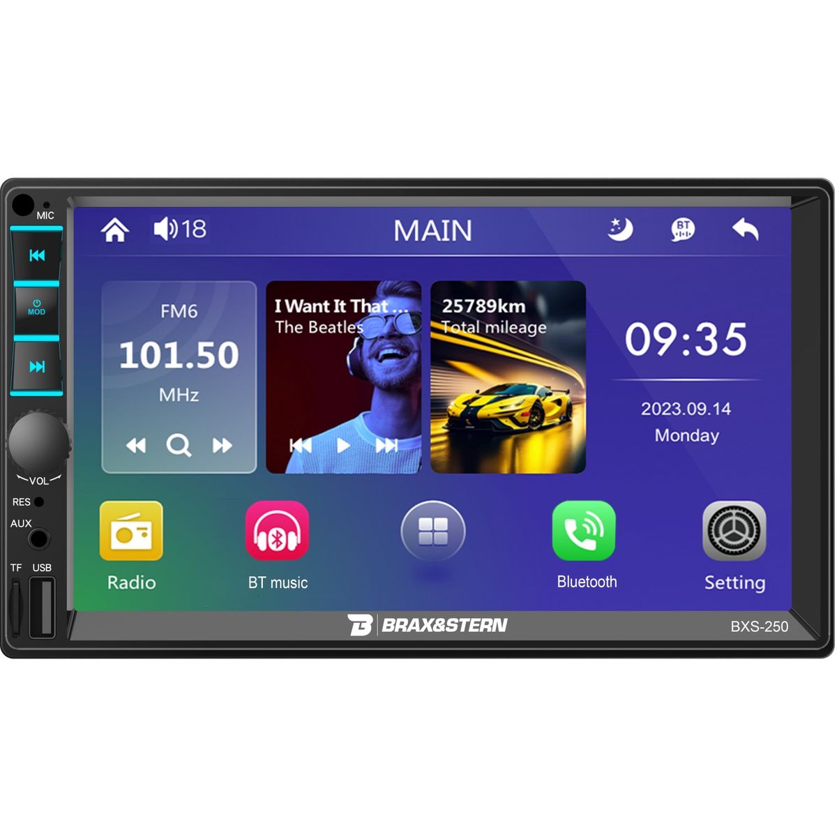 BRAXYSTERN - Radio Auto 2 Din sistema mirrorlink Touch de 7'' Bxs-250