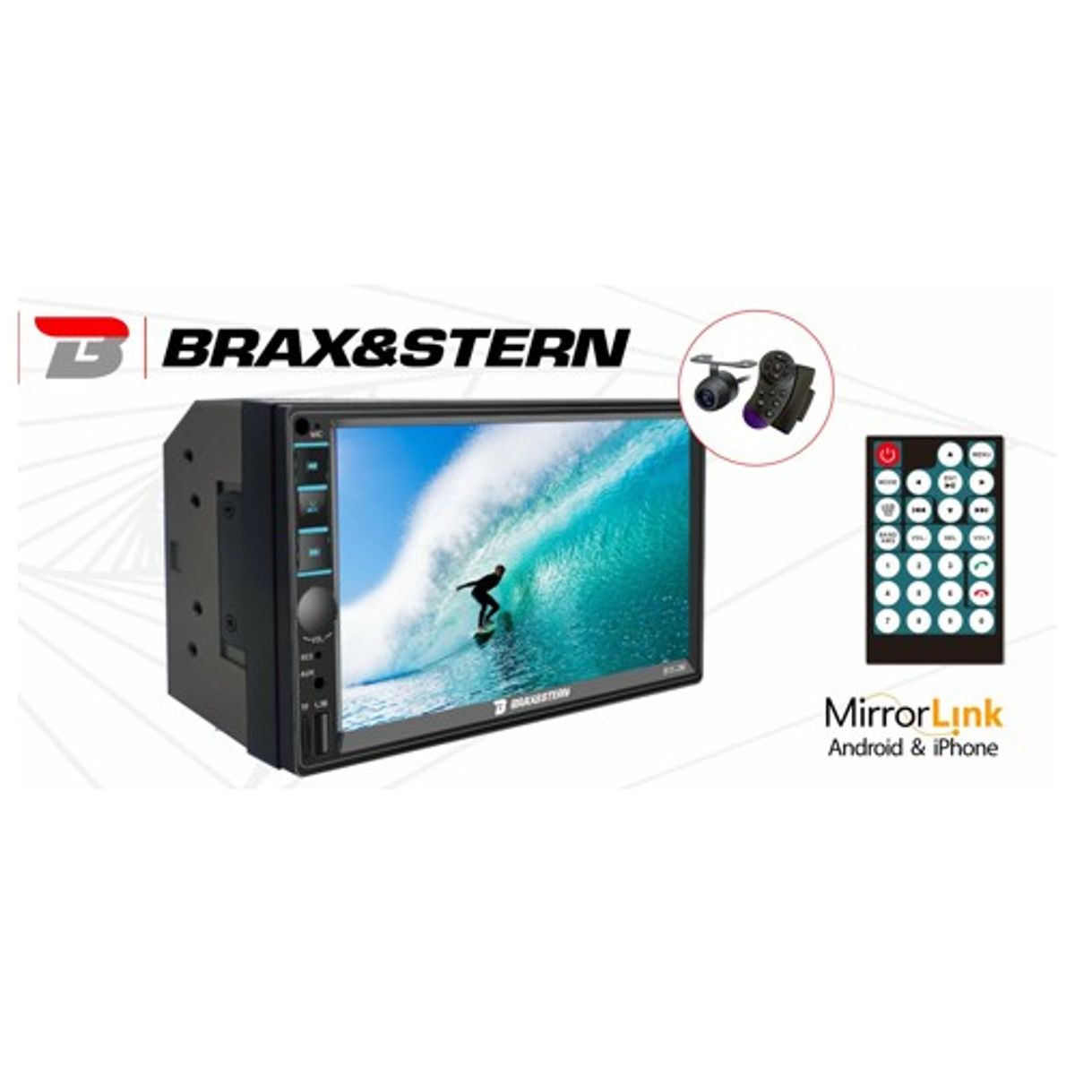 BRAXYSTERN - Radio Auto 2 Din sistema mirrorlink Touch de 7'' Bxs-250