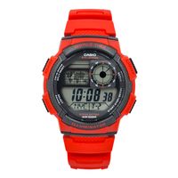 Reloj caballero AE-1000W-4AV correa resina rojo fondo gris