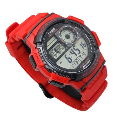 Imagen 2 del producto Reloj caballero AE-1000W-4AV correa resina rojo fondo gris