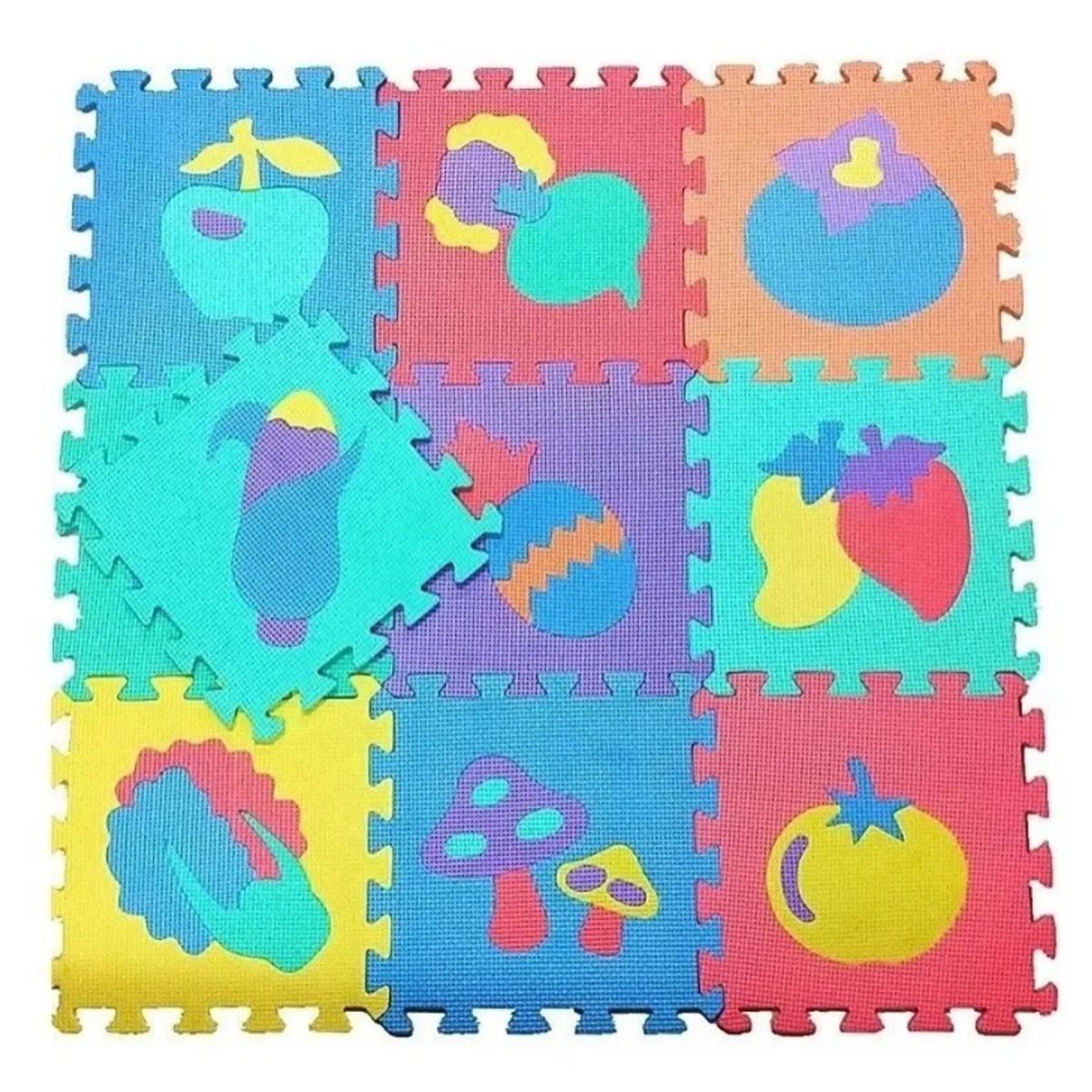 GENERICO - Alfombra Para Bebe 10 Piezas Diseño De Frutas 30x30
