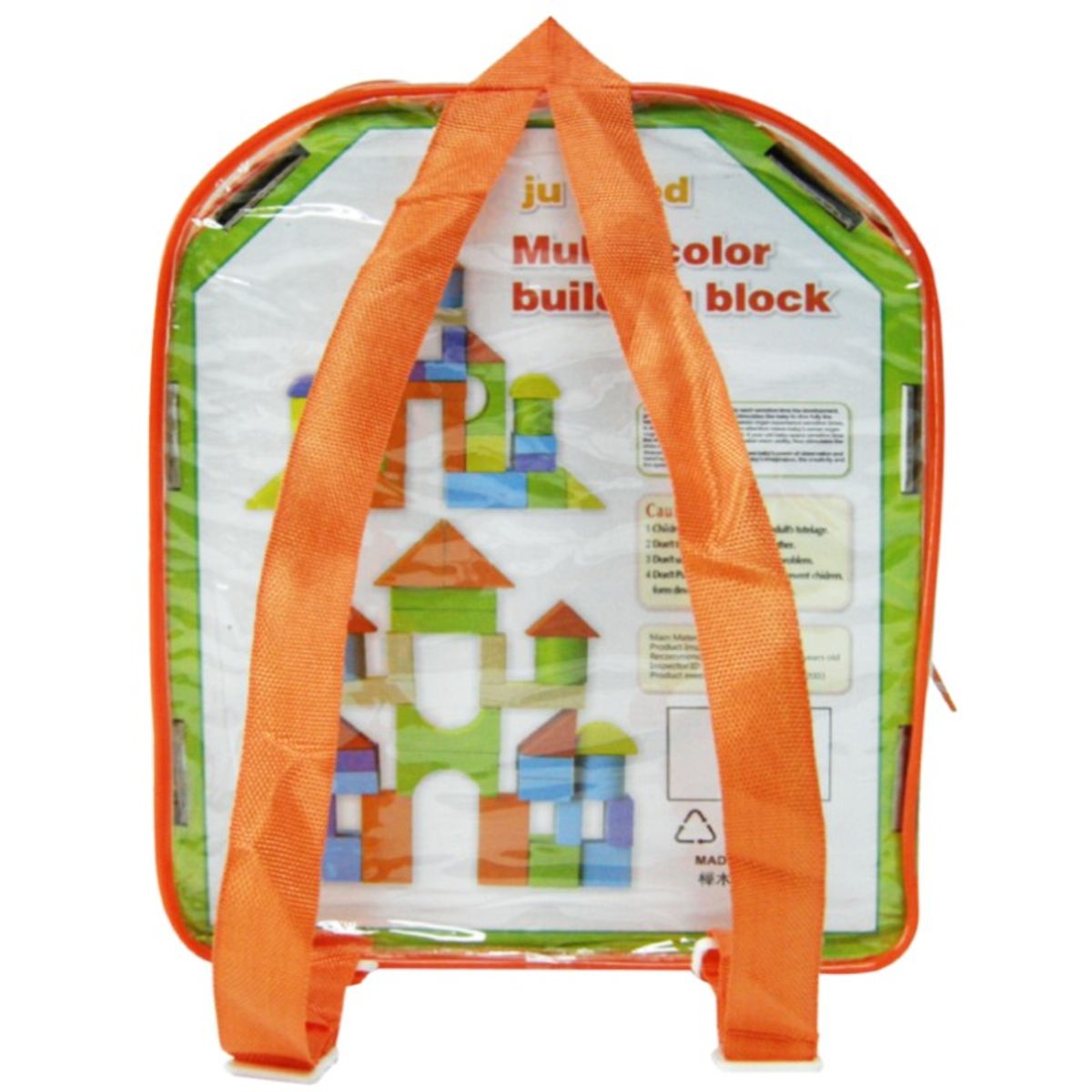 GENERICO - Mochila Bloques De Madera Didáctico Montessori Naranjo