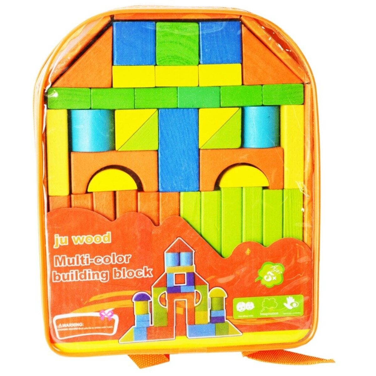 GENERICO - Mochila Bloques De Madera Didáctico Montessori Naranjo