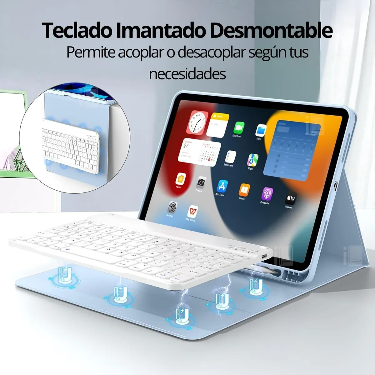 GENERICO - Funda Con Teclado iPad Pro 11 (M4) 2024 Español - Celeste