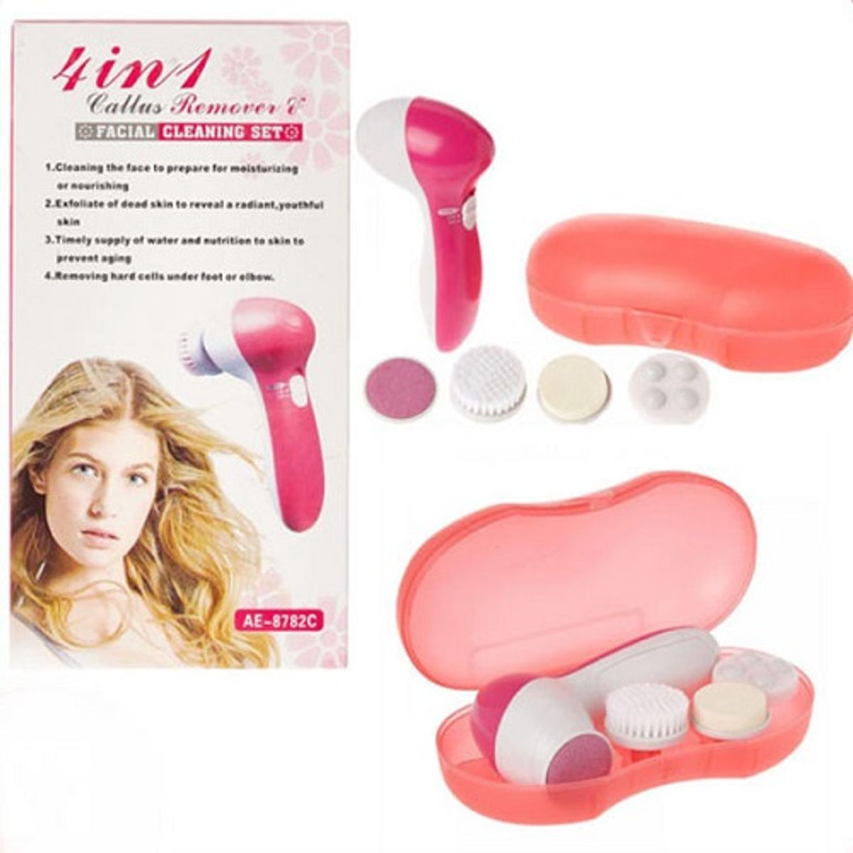 GENERICO - Masajeador 4 En 1 Facial Blanco (pilas)