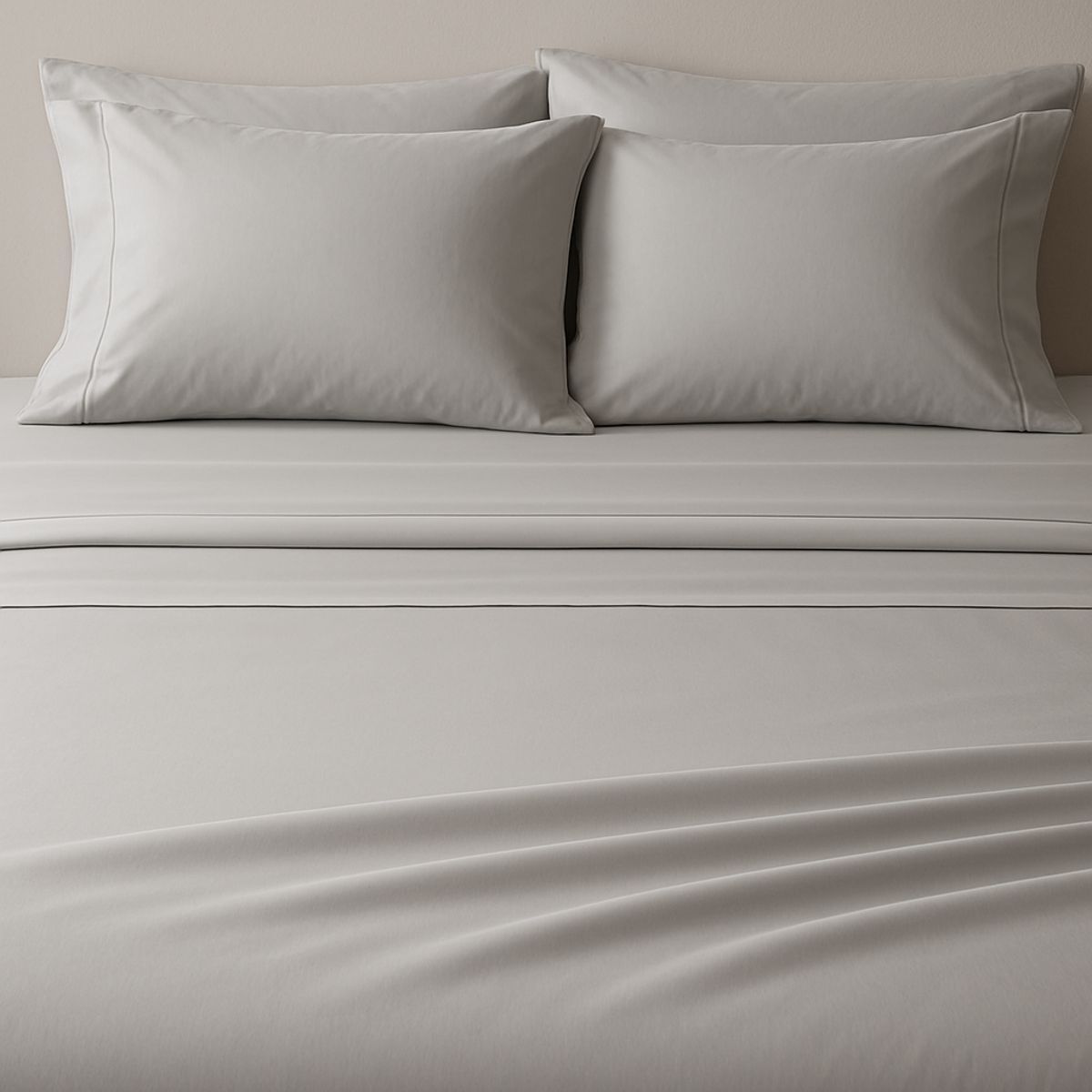 LE NUIT - Sábanas 2 Plazas Algodón Giza Satén  Egipcio 600 Hilos Gris
