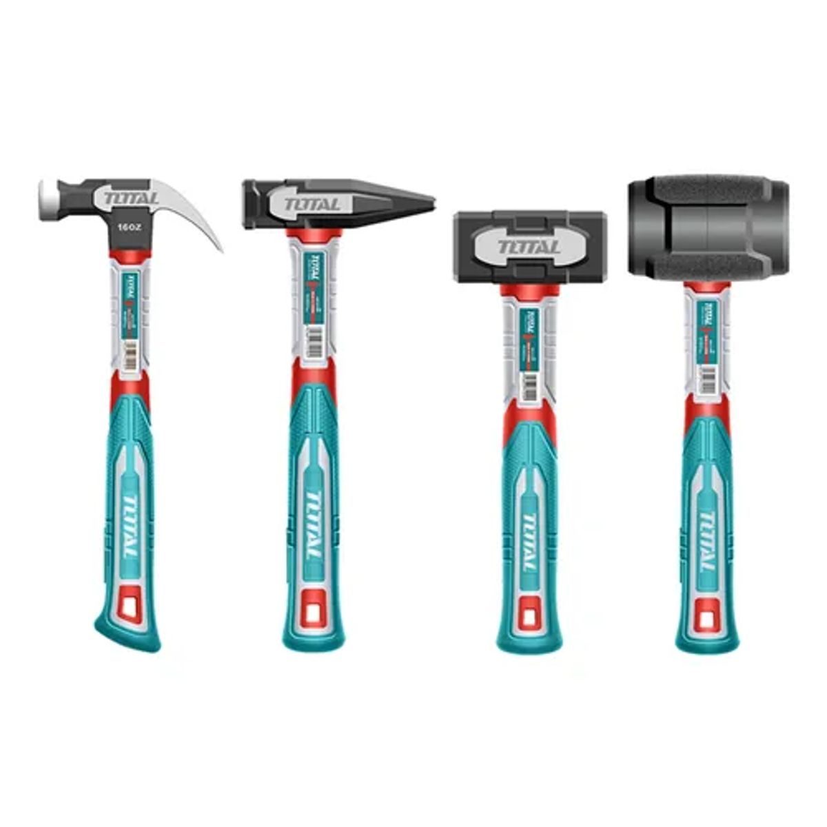 TOTAL TOOLS - Kit Martillo Combo Mazo Mango Fibra 4 Piezas Total Thch6004