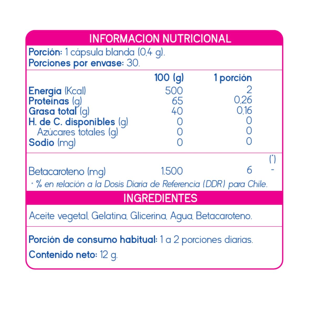 SUPLALIM - Betacaroteno 30 Cápsulas - Suplalim