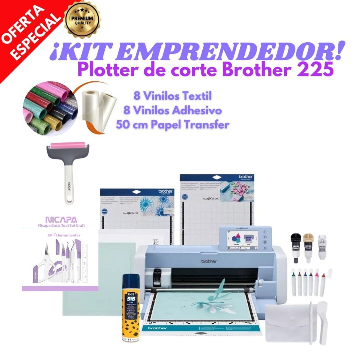 BROTHER - Plotter de Corte Brother SDX225 + Rodillo + Adhesivo 505 + Nicapa