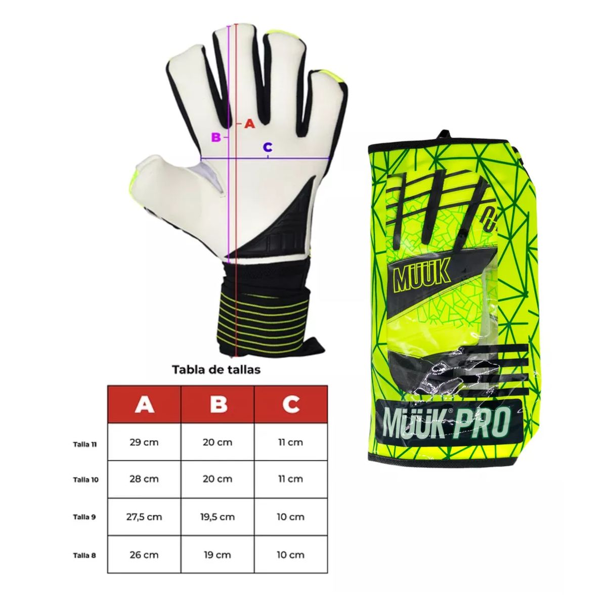 MUUK - Guantes Arquero Futbol Muuk Pro Latex Aleman Alto Rendimient
