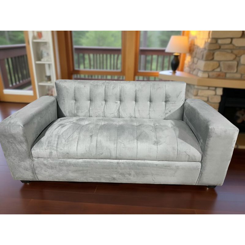 MUEBLES NEW - SOFA DOS CUERPOS GRIS FELPA