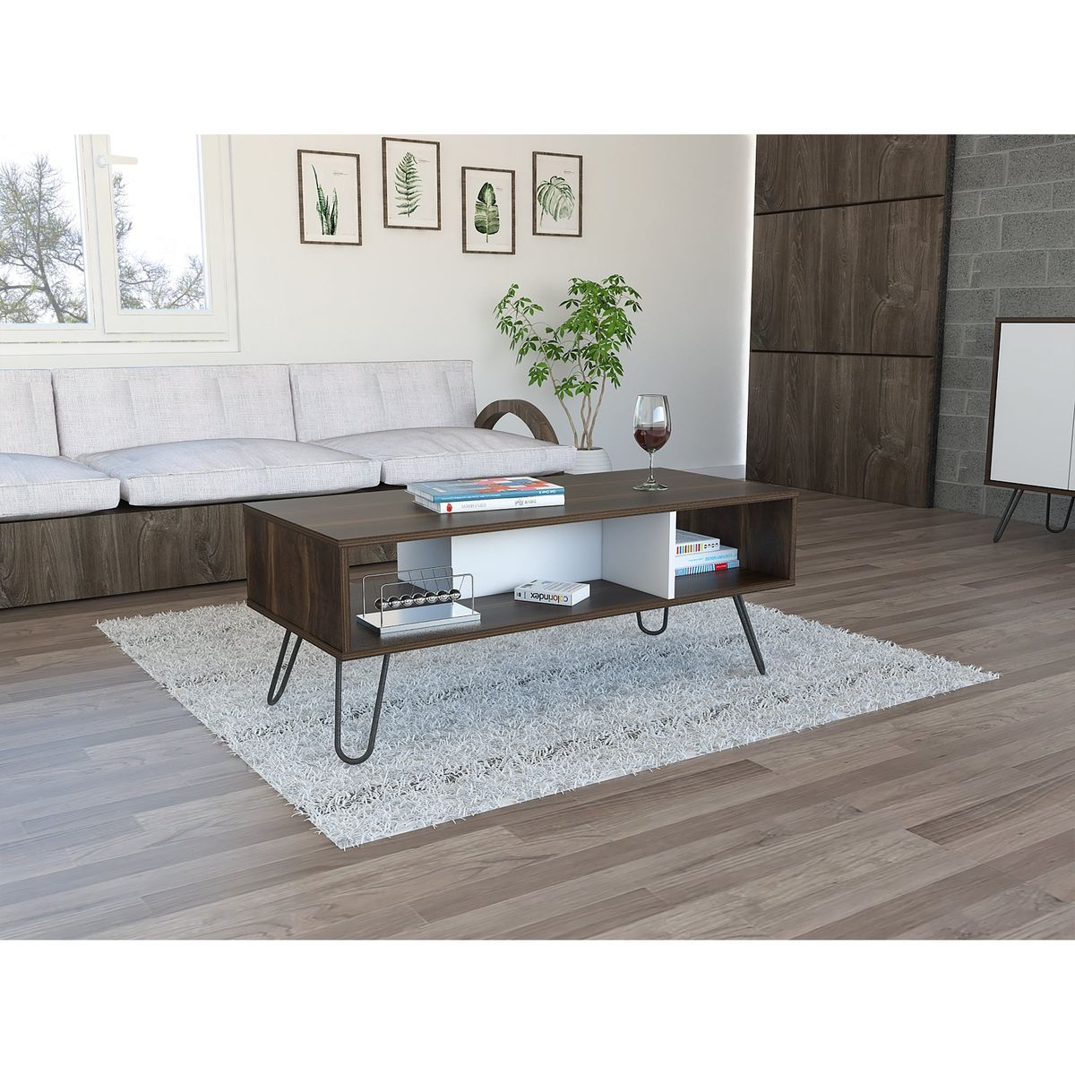 TUHOME - Mesa De Centro Café Oscuro 40x101.1x45 cm