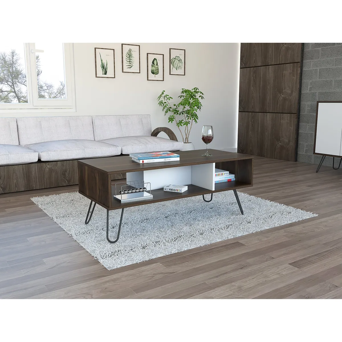 TUHOME - Mesa De Centro Café Oscuro 40x101.1x45 cm