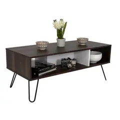 TUHOME - Mesa De Centro Vassel 40x1011x45 Cm Cafe Y Blanco