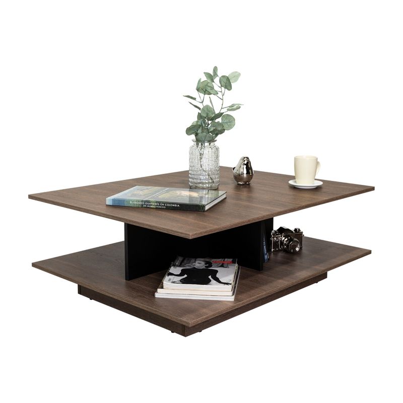 TUHOME - Mesa De Centro Bengali Coñac Y Wengue 37x100x80 Cm