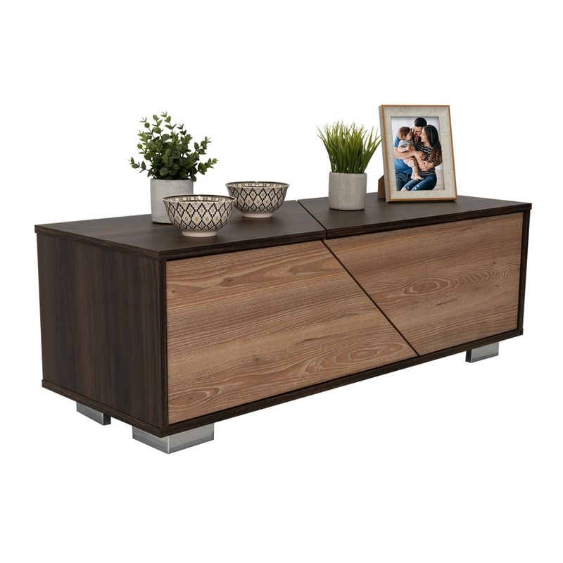 TUHOME - Mesa De Centro Fraktal 1 Puerta Cafe Y Miel