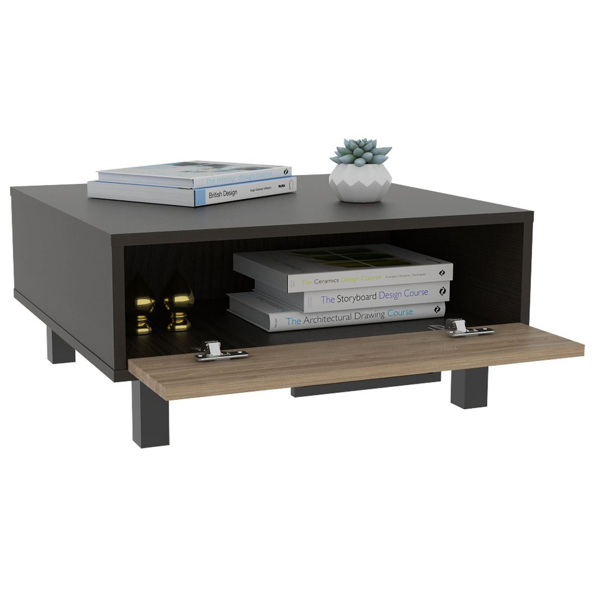 TUHOME - Mesa De Centro Kaia 28X60X60 Cm Wengue Y Miel