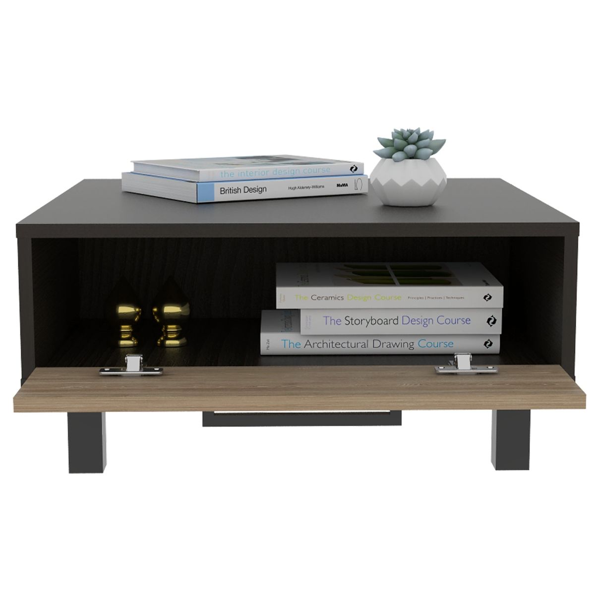 TUHOME - Mesa De Centro Kaia 28X60X60 Cm Wengue Y Miel