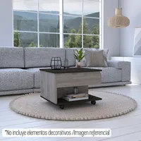 Mesa De Centro 5G Cubierta Elevable Ceniza Y Wengue