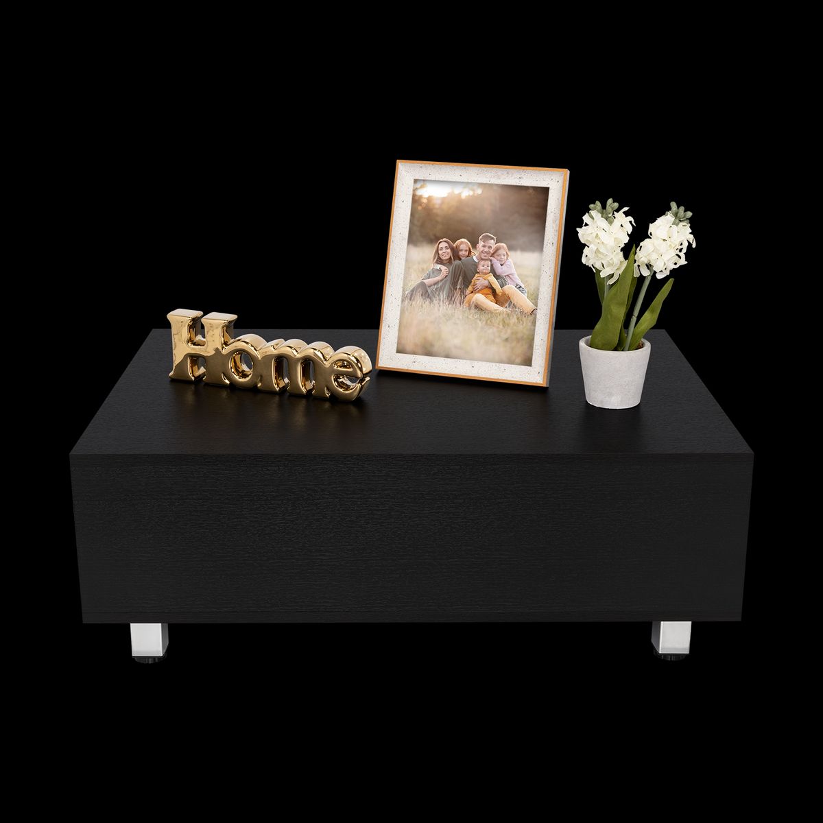 TUHOME - Mesa De Centro Extensible Negro 54.5x80x54.5 cm