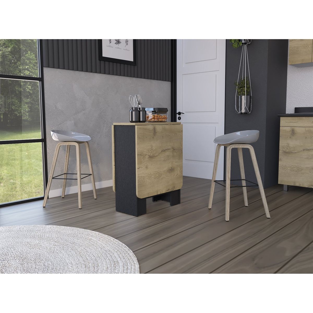TUHOME - Mesa Abatible Compact Wengue Y Macadamia