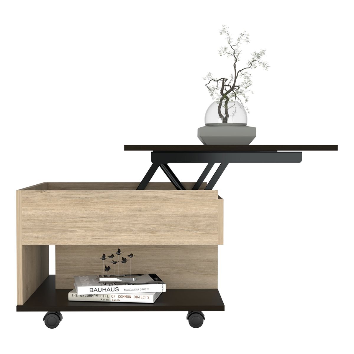 TUHOME - Mesa De Centro Cubierta Elevable Rovere Y Wengue