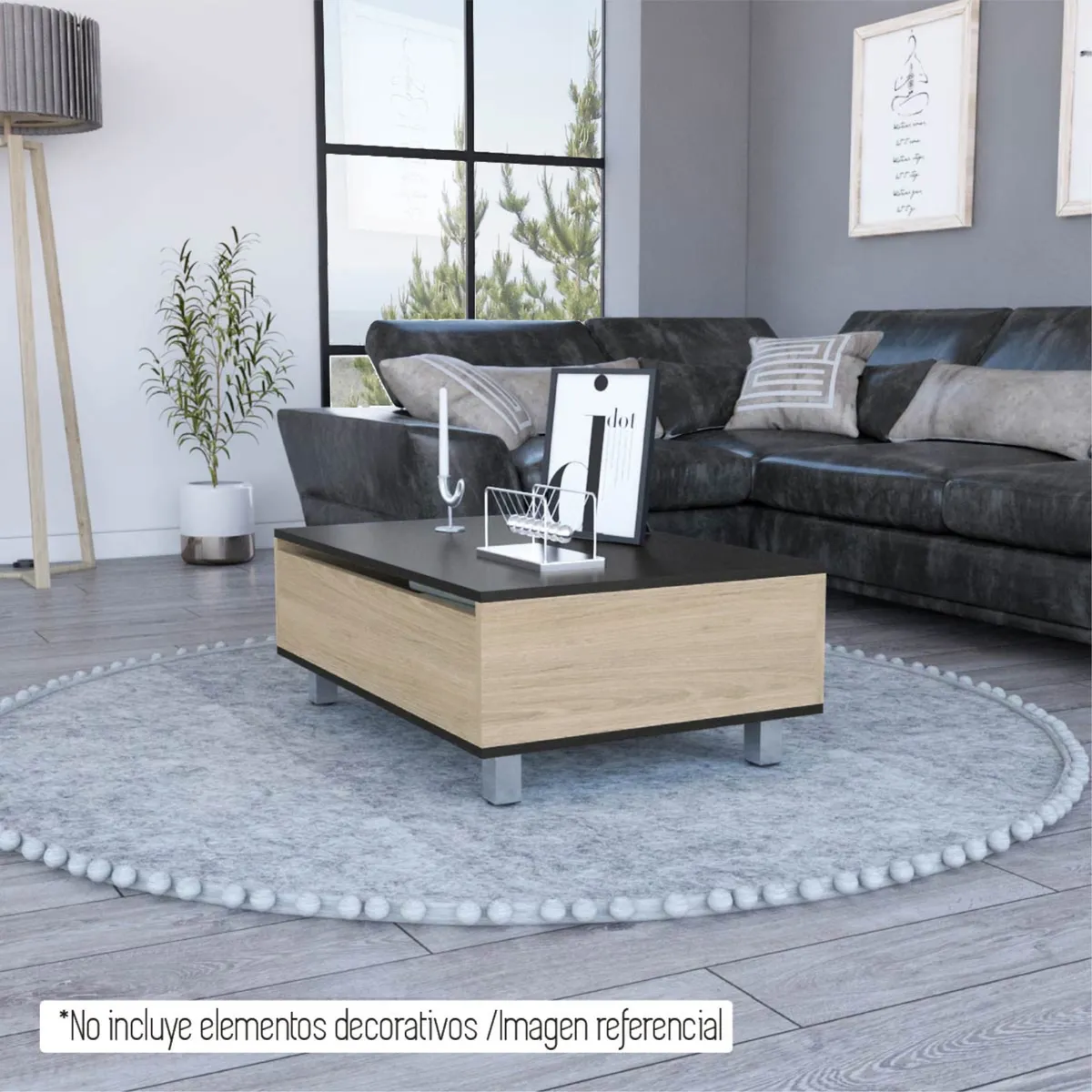 TUHOME - Mesa De Centro 5G Cubierta Elevable Rovere Y Wengue