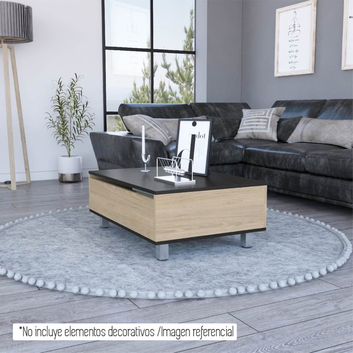 TUHOME - Mesa De Centro 5G Cubierta Elevable Rovere Y Wengue