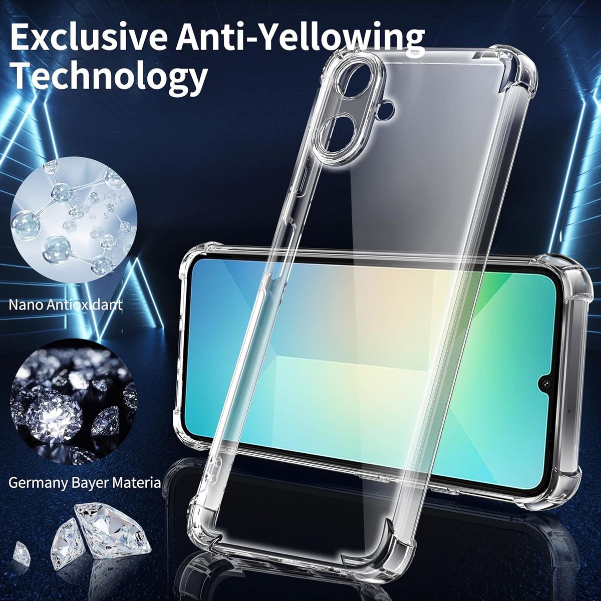 GENERICO - CARCASA TRANSPARENTE PARA GALAXY A06 + 2 PROTECTORES PANTALLA