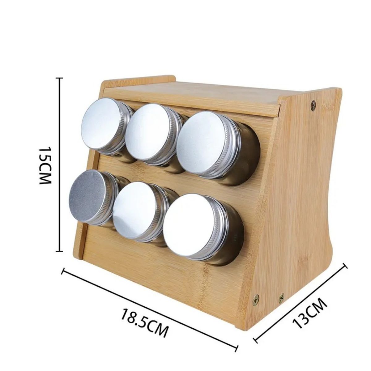 GENERICO - Especiero bambu 6 frascos vidrio base fija cocina condimentos especiero bambu 6 frascos vidrio