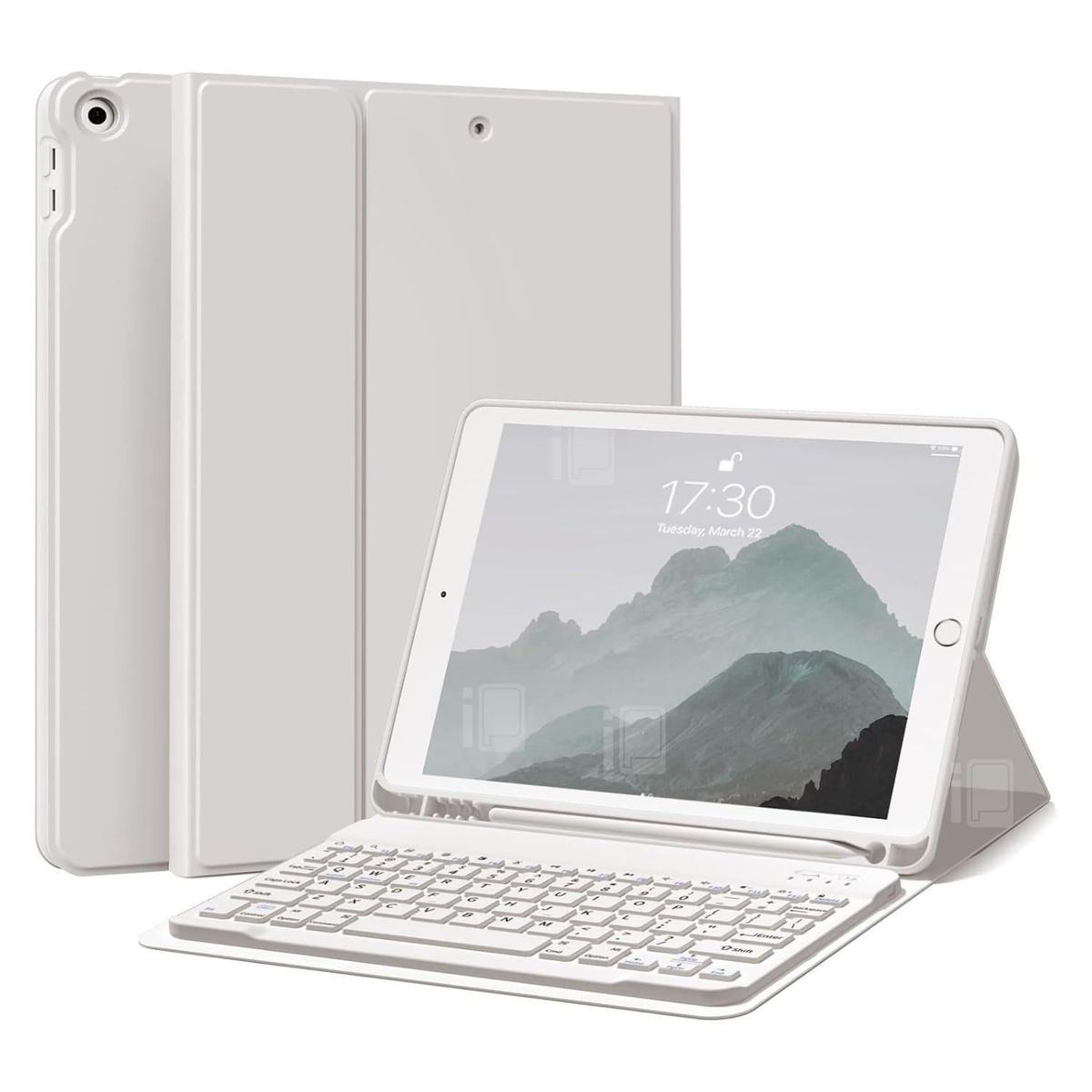 GENERICO - Funda Con Teclado Para iPad 7 y 8 (10.2”) Con Ranura Lápiz - Gris