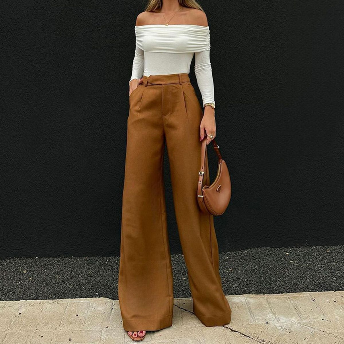 VELVET - Pantalon Ricciarda Marron Mujer