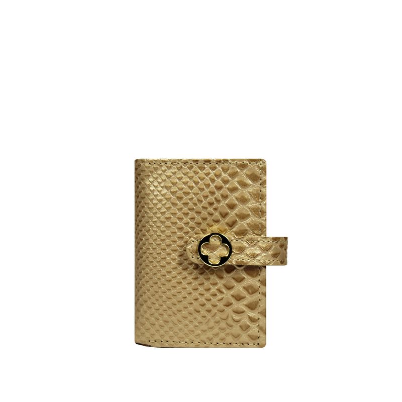 NICOLETTA - Billetera Automatica De Cuero Dorada Con Rfid Mujer Nicoletta