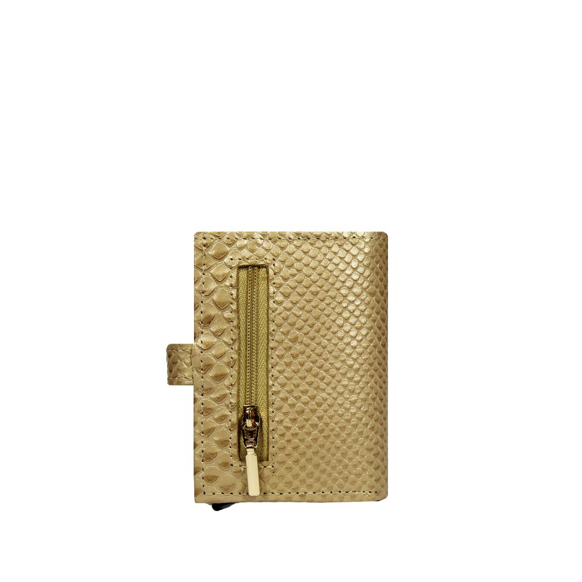 NICOLETTA - Billetera Automatica De Cuero Dorada Con Rfid Mujer Nicoletta