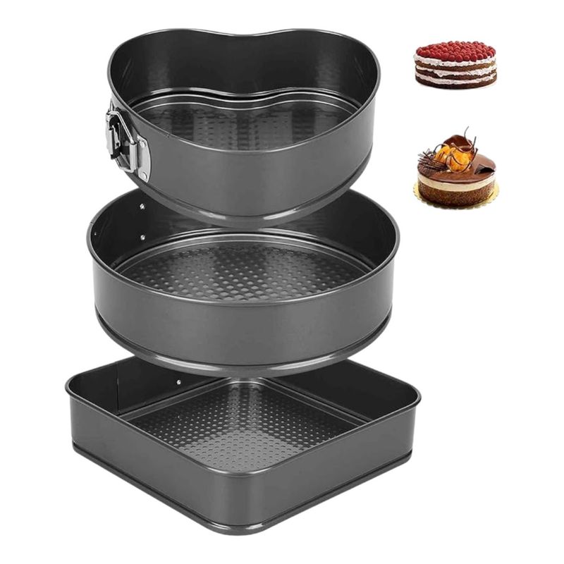 GENERICO - set 3 moldes desmontables queque antiadherente torta