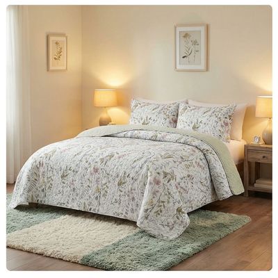 Imagen 2 del producto Cubrecama Sherpa 2 Plazas - Blanco Flores M955