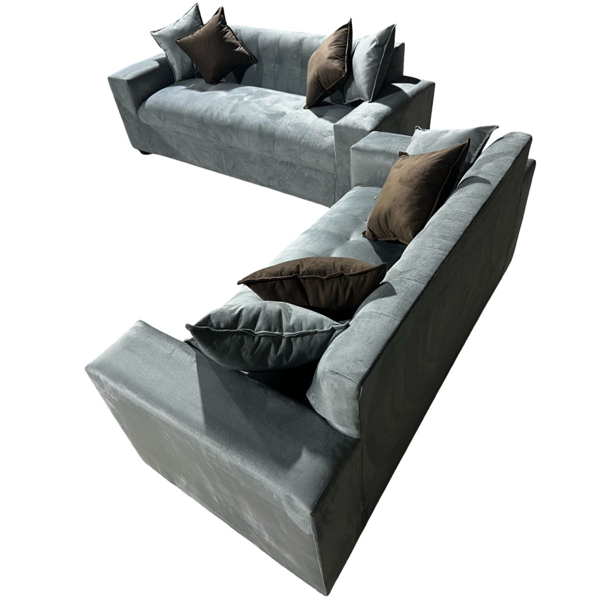 MUEBLES NEW - JUEGO DE LIVING DOS Y TRES CUERPOS GRIS FELPA