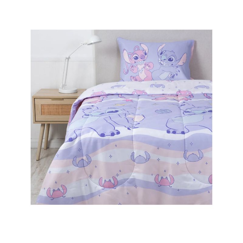 MASHINI - Plumón Infantil stitch Reversible 1.5 Plazas Microfibra