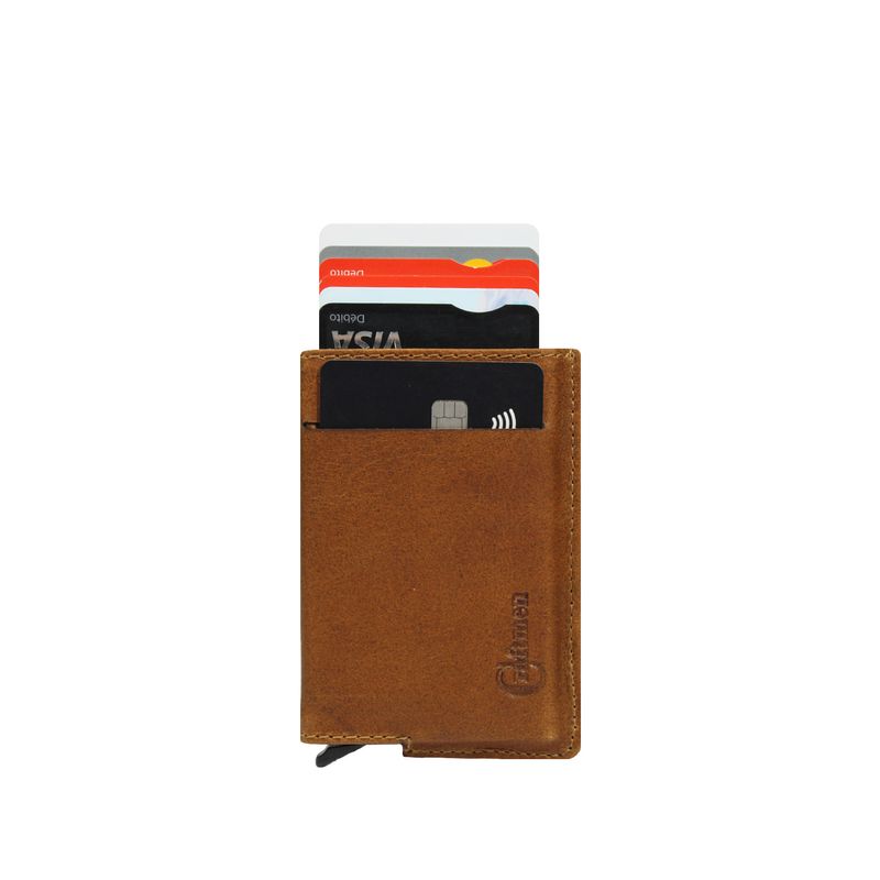 CRAFTMEN - Tarjetero Automático De Cuero Natural Con Rfid Hombre Craftmen