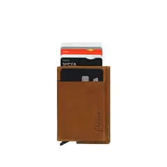 CRAFTMEN - Tarjetero Automático De Cuero Natural Con Rfid Hombre