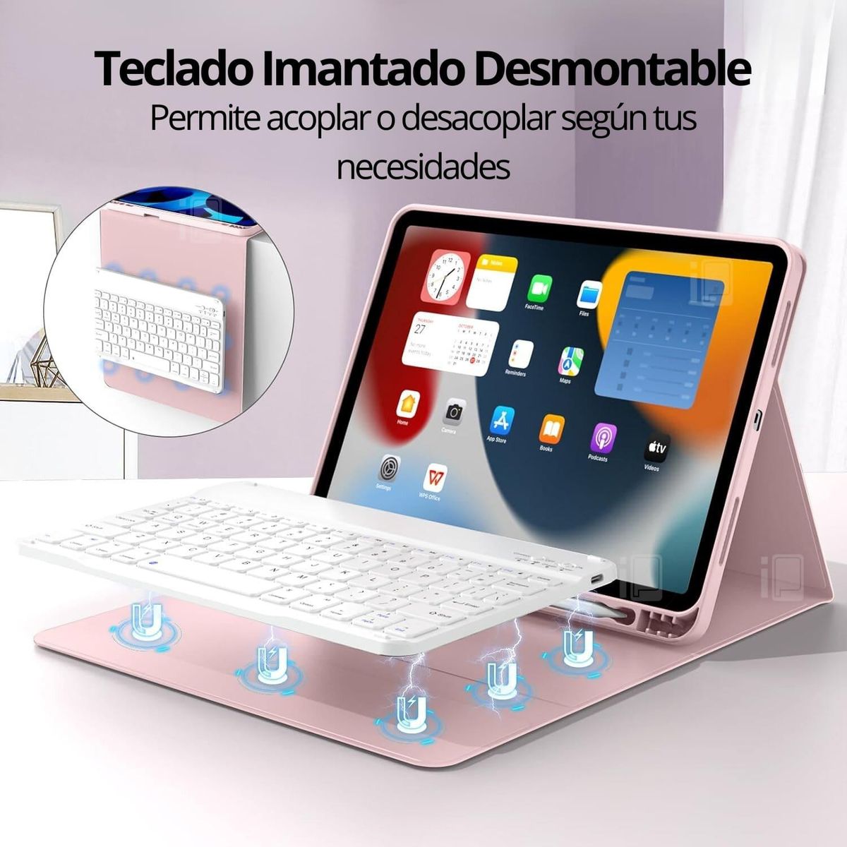 GENERICO - Funda Teclado iPad 11 Generación (11”) Ranura Lápiz Español - Rosa