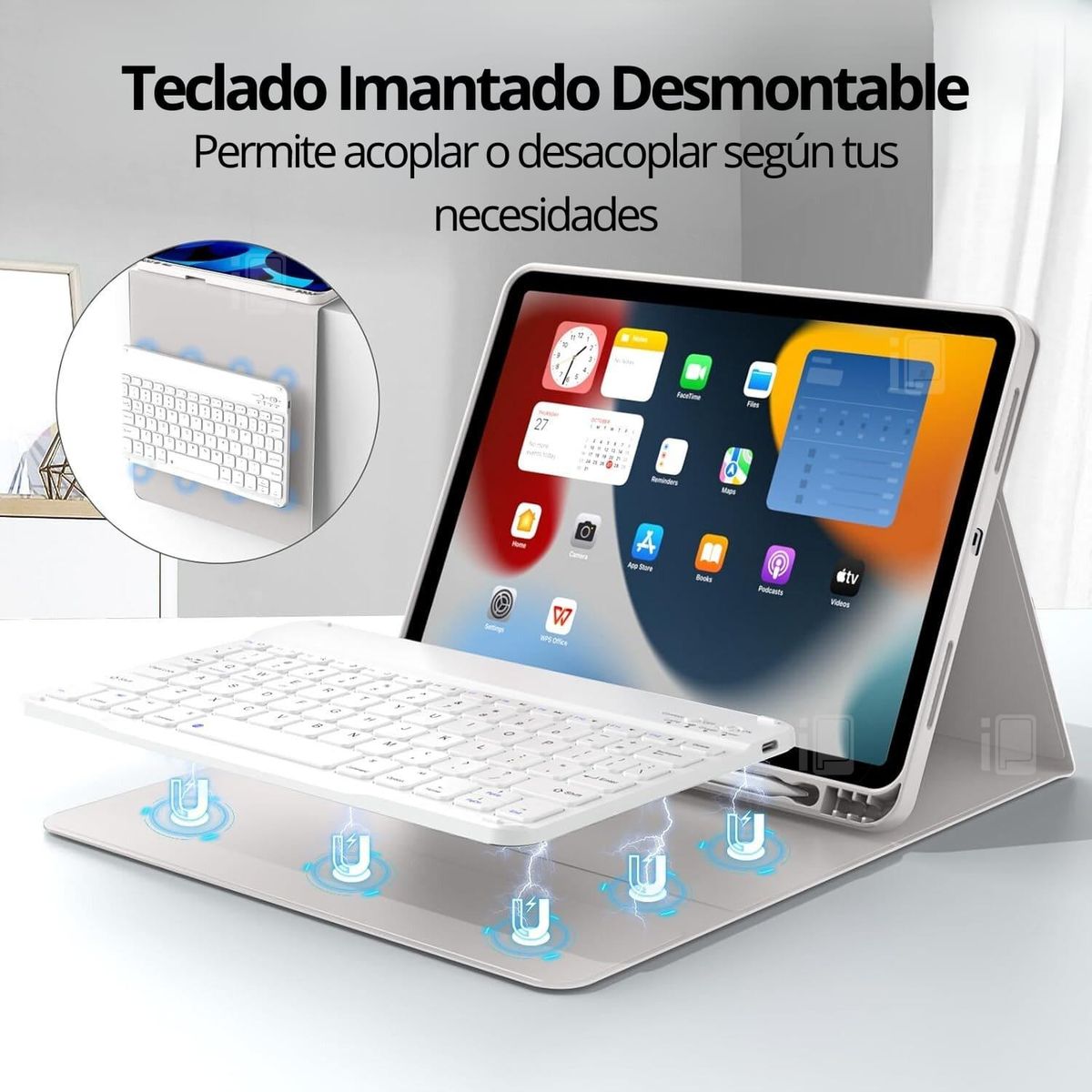 GENERICO - Funda Teclado iPad 11 Generación (11”) Ranura Lápiz Español - Gris
