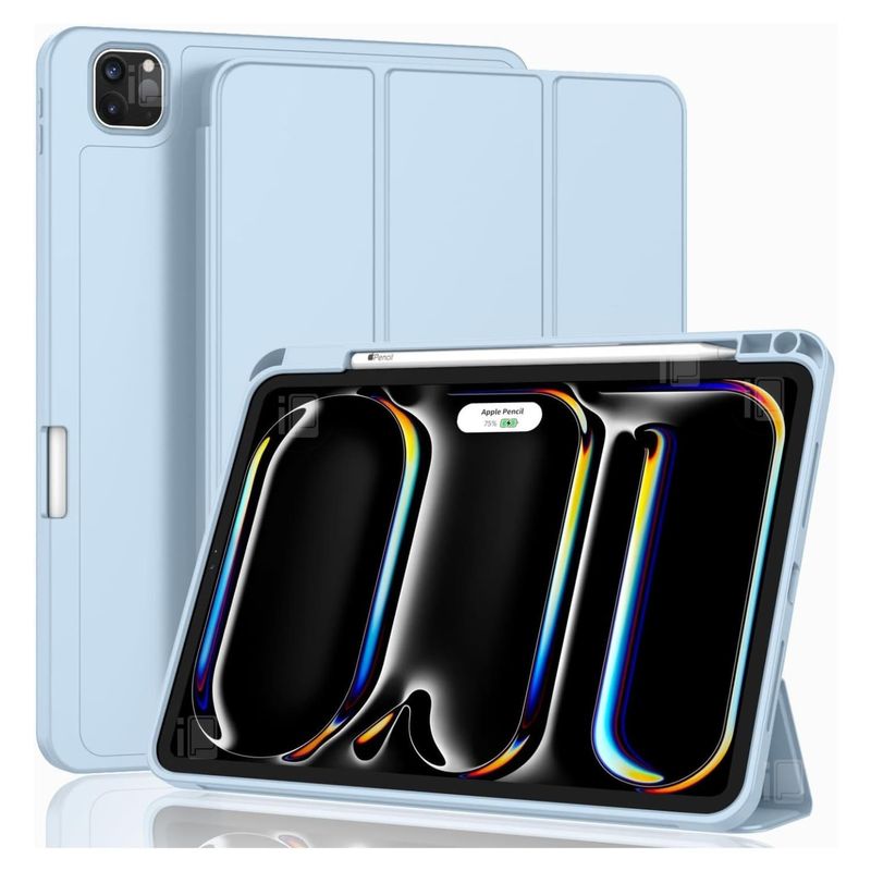 GENERICO - Funda Para iPad Pro 12.9 3/4/5/6° Gen Ranura Carga Magnética - Celeste